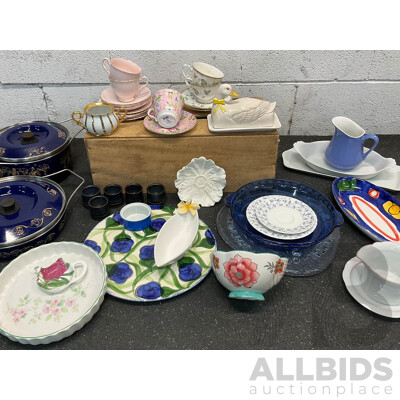 Collection of Vintage Ceramics, Including Plates, Cups, Saucers and Serving Dishes