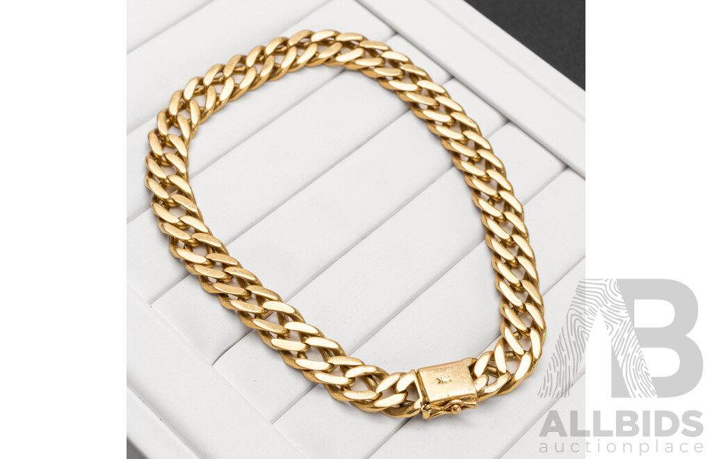18ct Patterned Cuban Link Bracelet, 20.5cm, 25.19 Grams