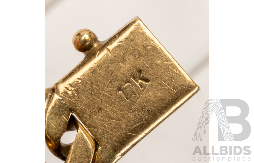 18ct Patterned Cuban Link Bracelet, 20.5cm, 25.19 Grams