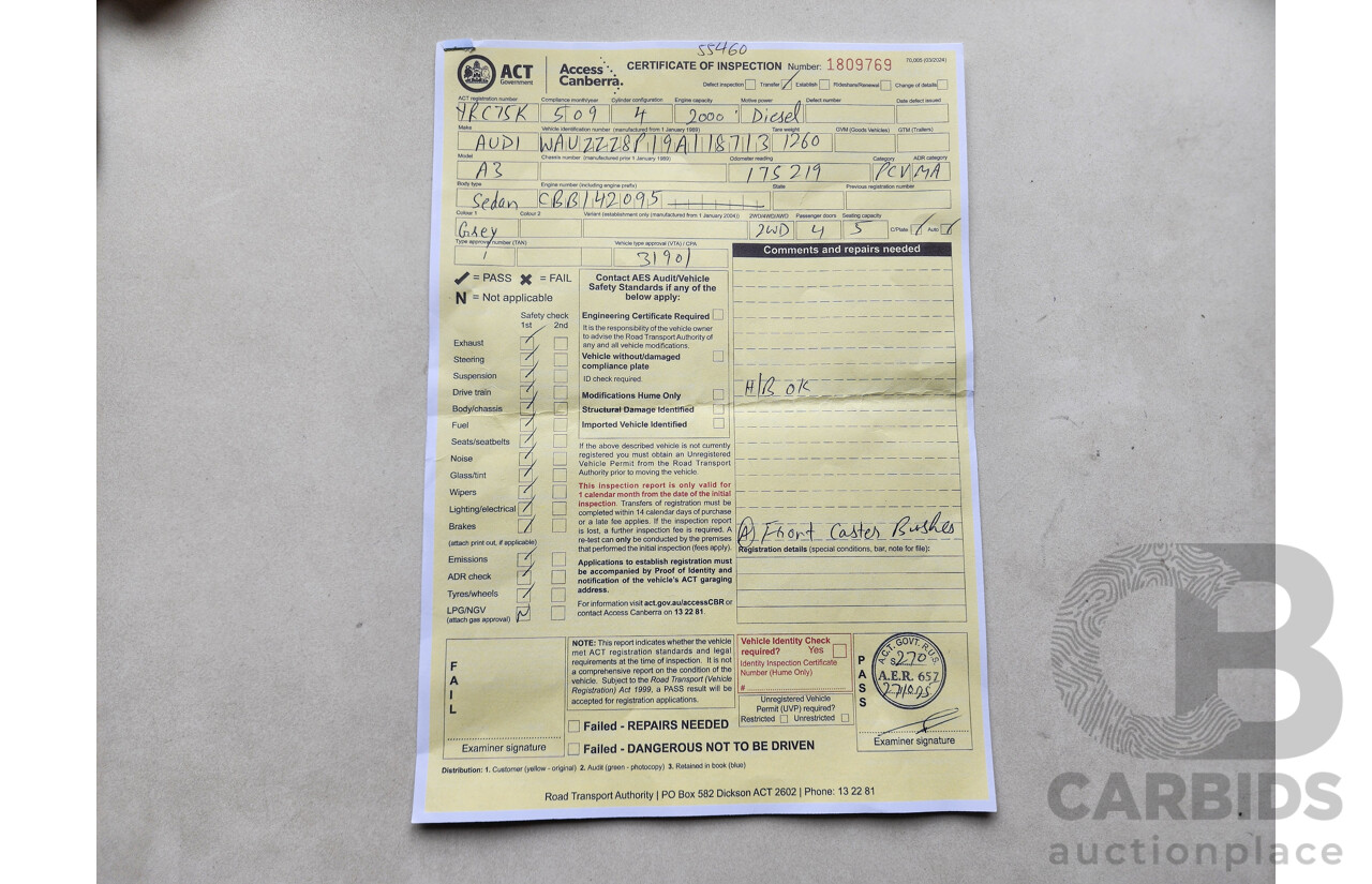 5/2009 Audi A3 Sportback 2.0 TDI Ambition 8P MY09 5d Hatchback Grey 2.0L