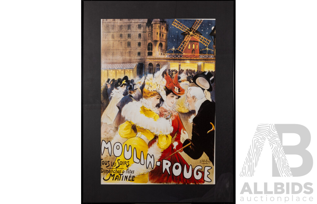 Pair of Vintage Style Moulin Rouge, Paris, Colour Poster Prints, Includes German Edition of Film Poster, 80 x 60 cm and 60 x 80 cm (frames) (2)