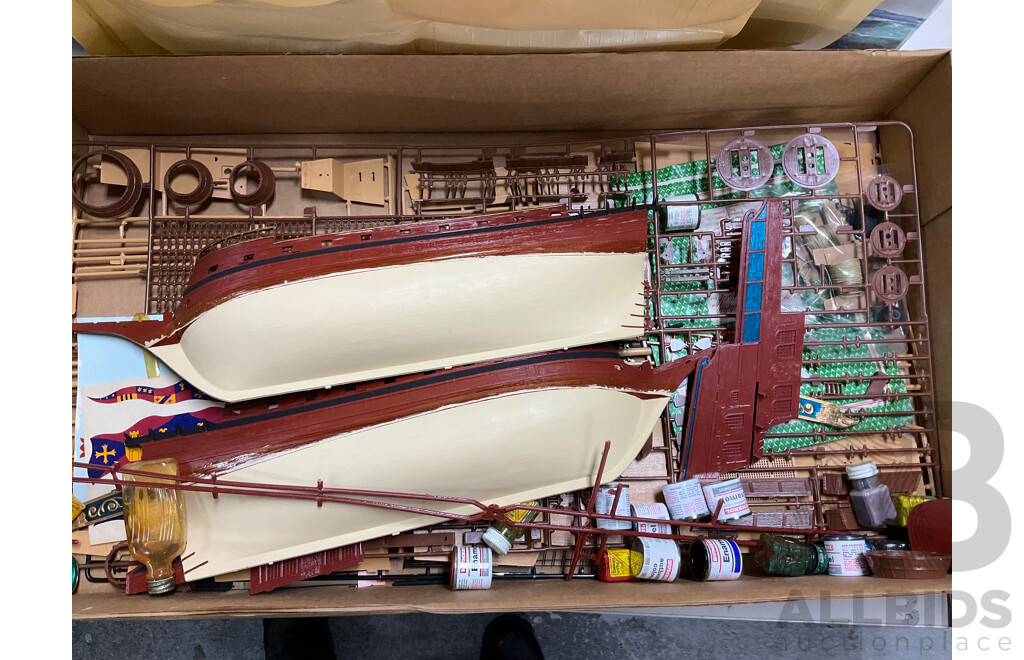 Vintage Revell Model Spanish Galleon with Airfix and Humbrol Paints