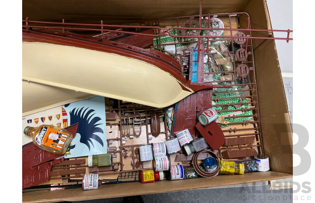 Vintage Revell Model Spanish Galleon with Airfix and Humbrol Paints