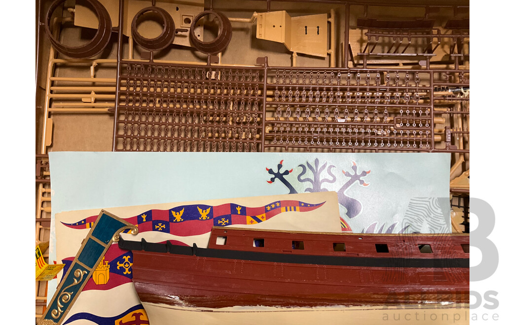 Vintage Revell Model Spanish Galleon with Airfix and Humbrol Paints