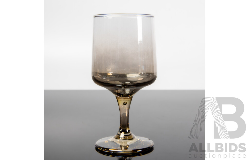 Set of Six Libbey Tawny Accent Smokey Brown Wine Glasses