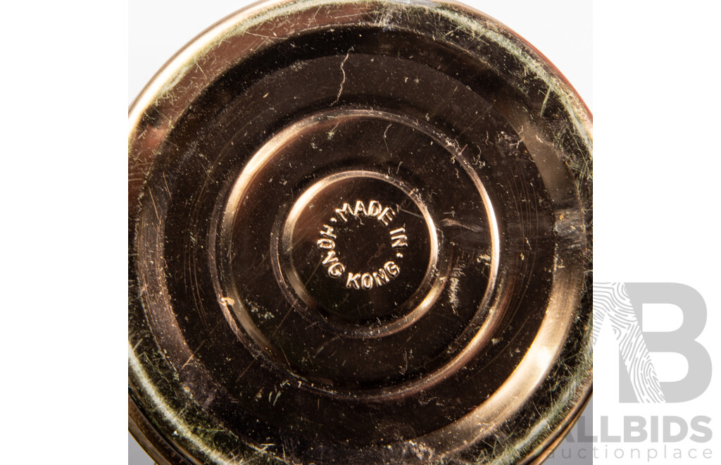 Vintage Metal Based Oil Lamp with Ruby Glass Shade