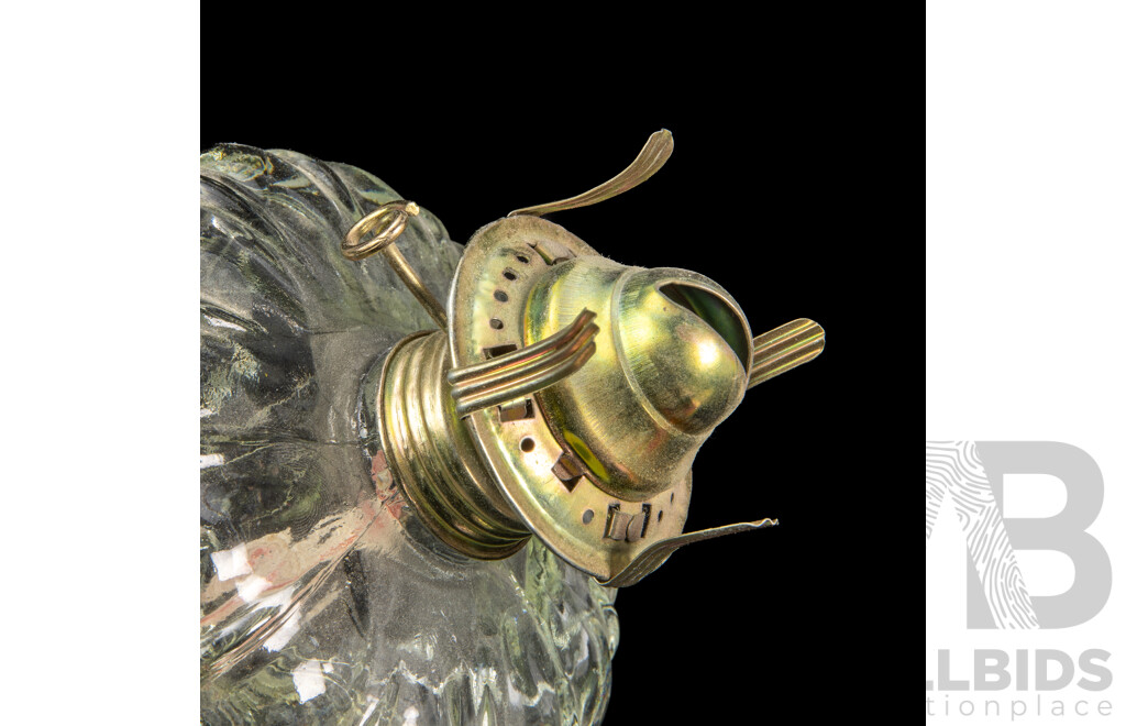 Vintage Clear Glass Oil Lamp with Flue