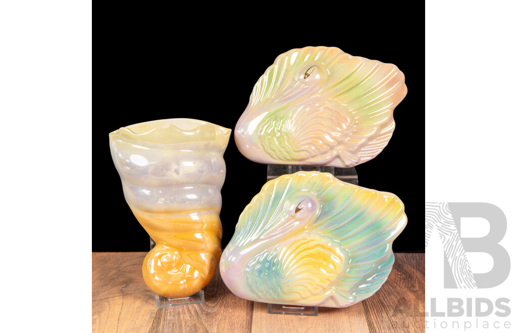 Collection of Three Glazed Australian Ceramic Wall Pockets