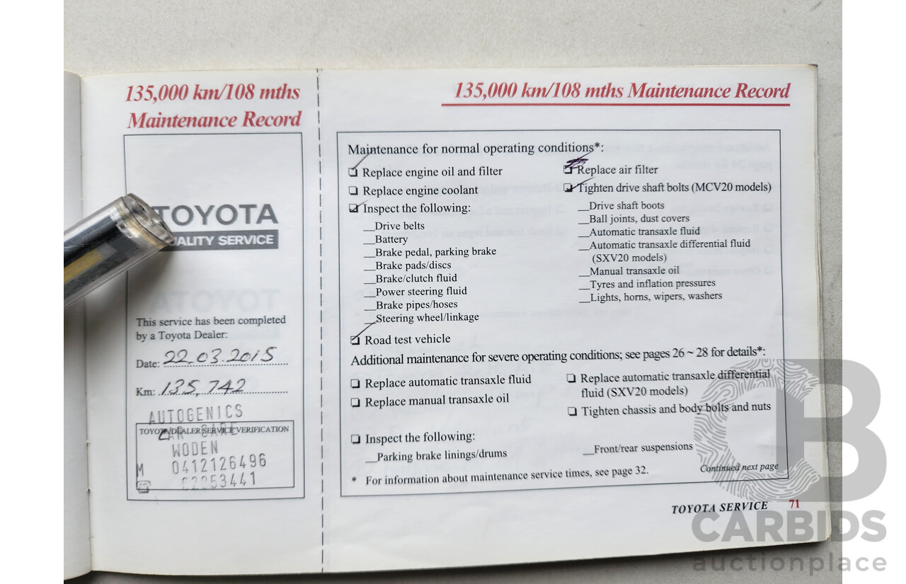 11/2000 Toyota Camry CSi MCV20R 4d Sedan Silver 3.0L