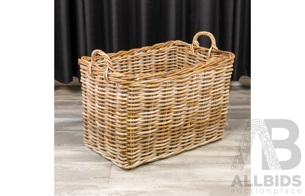 Large Thick Gauge Woven Cane Firewood Basket