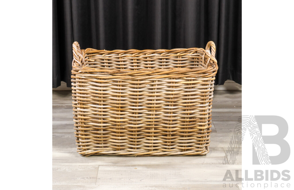 Large Thick Gauge Woven Cane Firewood Basket