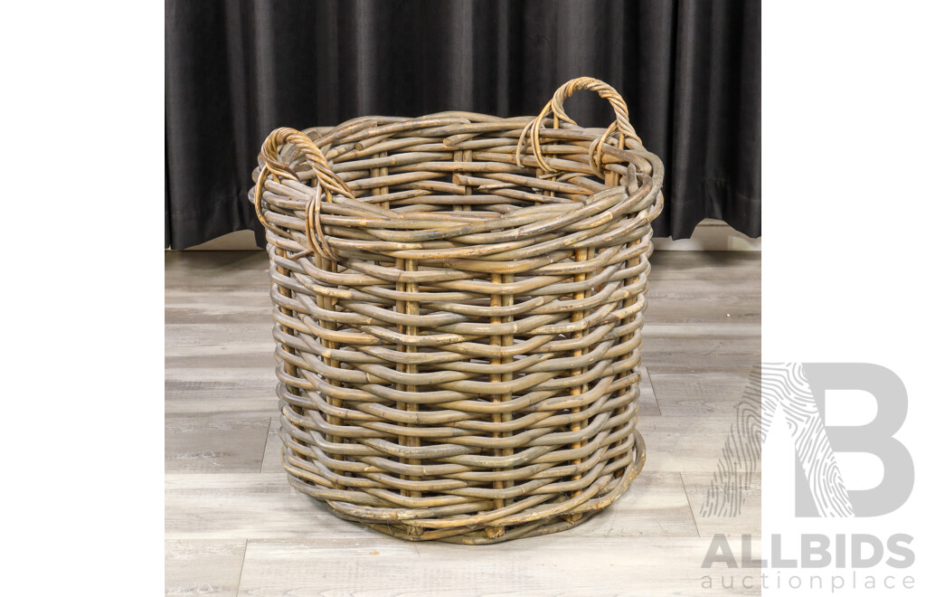 Large Round Thick Gauge Woven Cane Firewood Basket