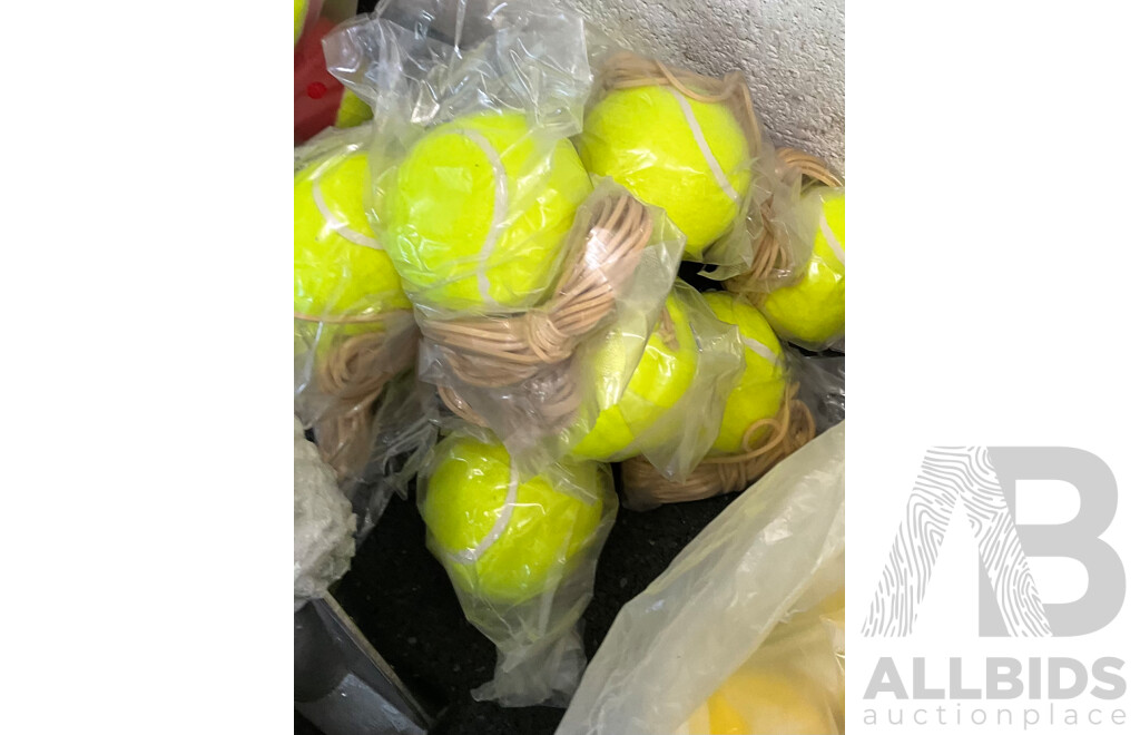 Collection of Sports Equipment for Tenis, Including Court Dry Roller, Tennis Racquets, Trainning Balls and More - Lot of 124
