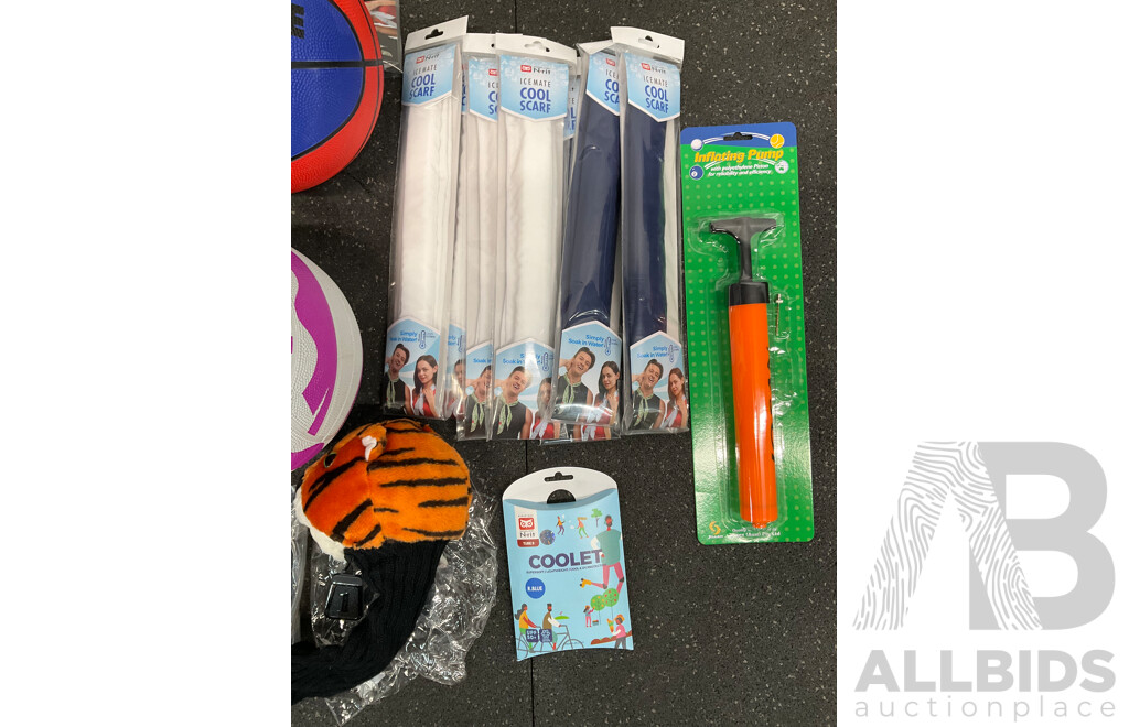 Collection of Various Sports Equipment for Table Tennis, Basketball, Soccer, Netball and Squash- Lot of 24