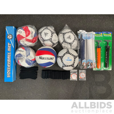 Assorted Volleyball and Soccer Training Equipment  - Lot of 35