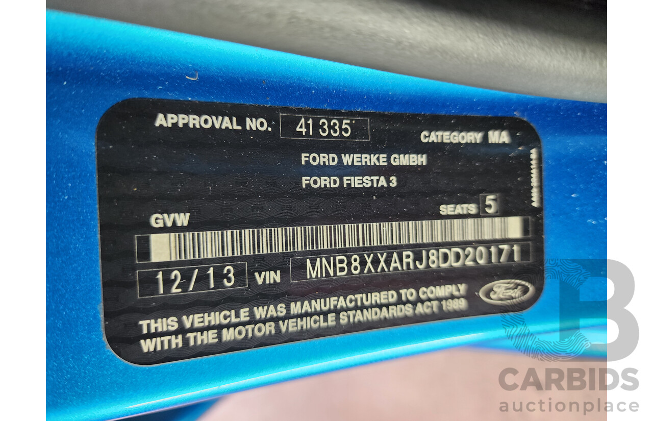 12/2013 Ford Fiesta Zetec WT 5d Hatchback Blue 1.6L