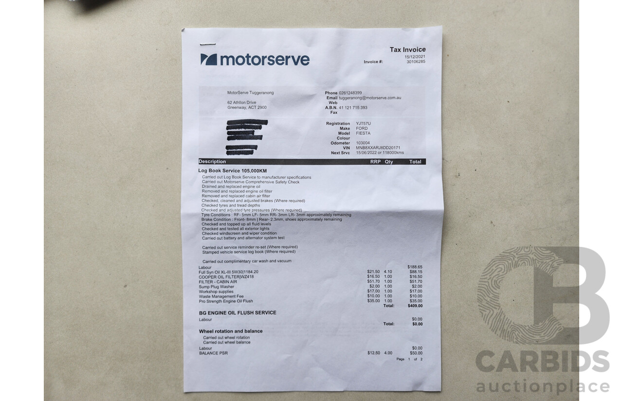 12/2013 Ford Fiesta Zetec WT 5d Hatchback Blue 1.6L