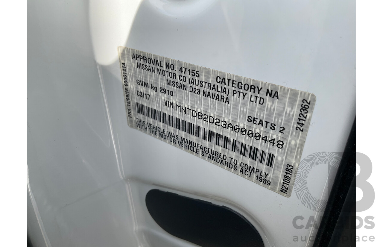 3/2017 Nissan Navara RX (RWD) D23 Series II C/Chas White Turbo Diesel 2.3L