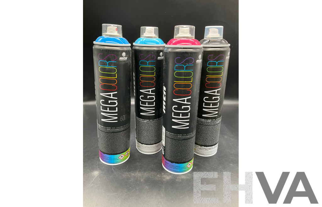 MTN Mega Colors 600g Spray Paint - Assorted Colors - Lot of 4