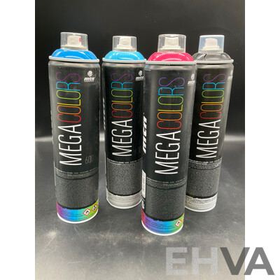 MTN Mega Colors 600g Spray Paint - Assorted Colors - Lot of 4
