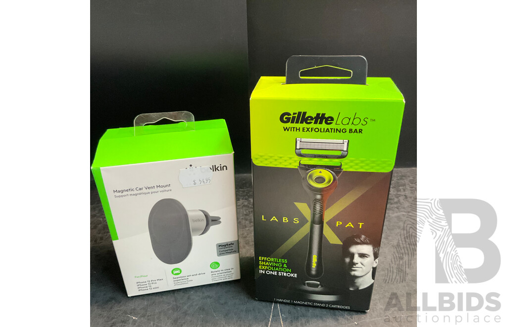 Belkin Magnetic Car Vent Mount & USB-C with Lightning Connector & Gillette  Labs Pat Cummins Razor & IPhone 2022 Camera Armour & Butane Torch & Gas Bottle