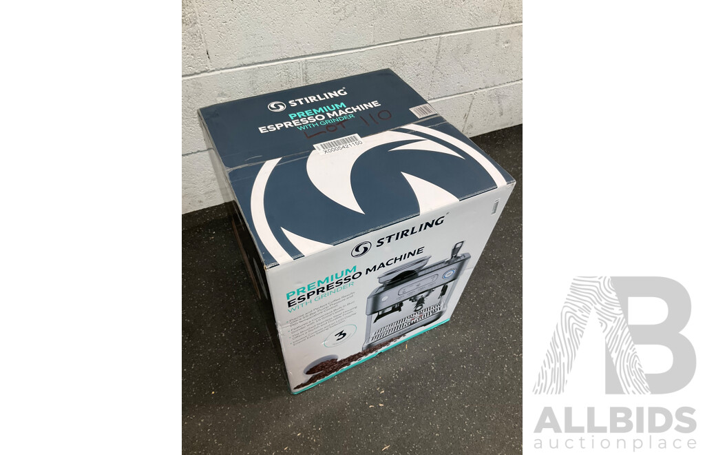 STIRLING Premium Espresso Machine with Grinder - ORP $399