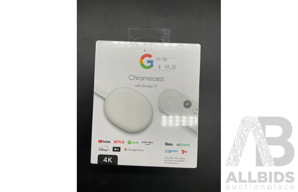GOOGLE CHROMECAST with Google TV (4K) - ORP $ 174.99