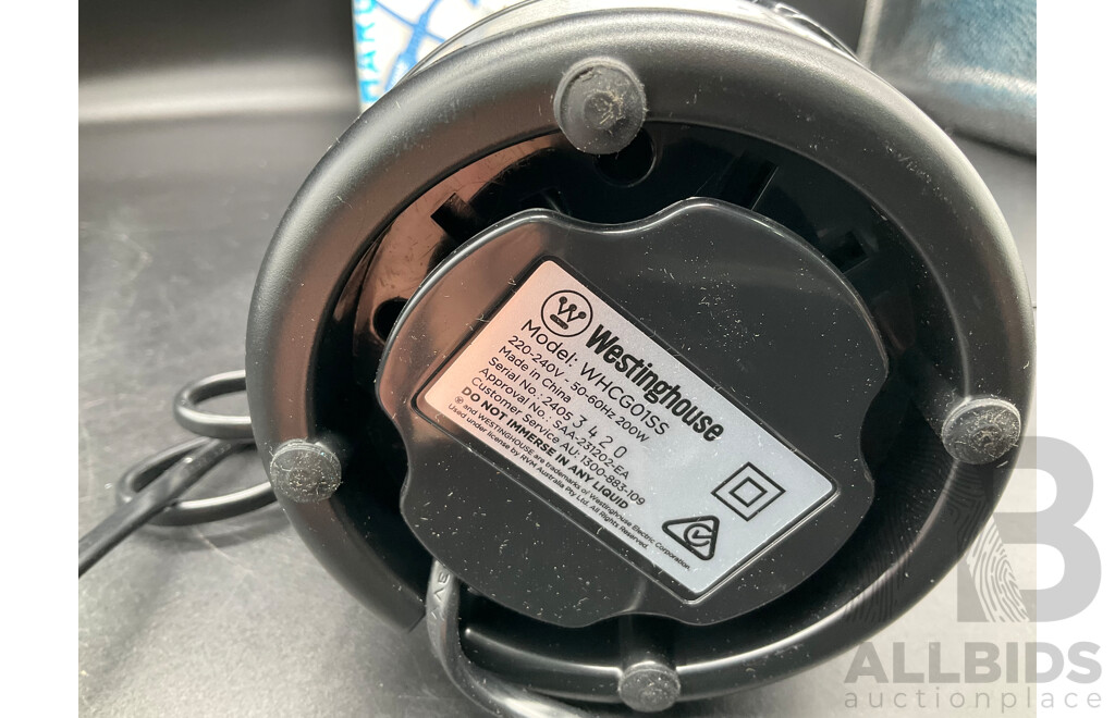 WESTINGHOUSE Multipurpose Stainless Steel Electric Coffee Grinder, CREST USB-C to USB-A Cable and Universal Wall Gcharger - Lot of 3