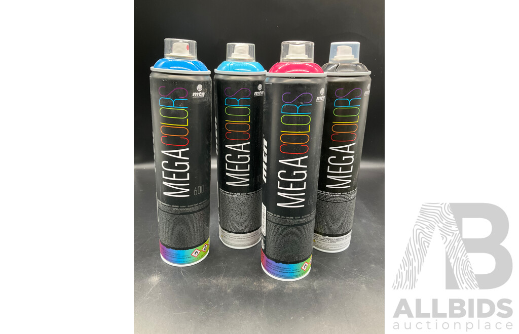 MTN Mega Colors 600g Spray Paint - Assorted Colors - Lot of 4