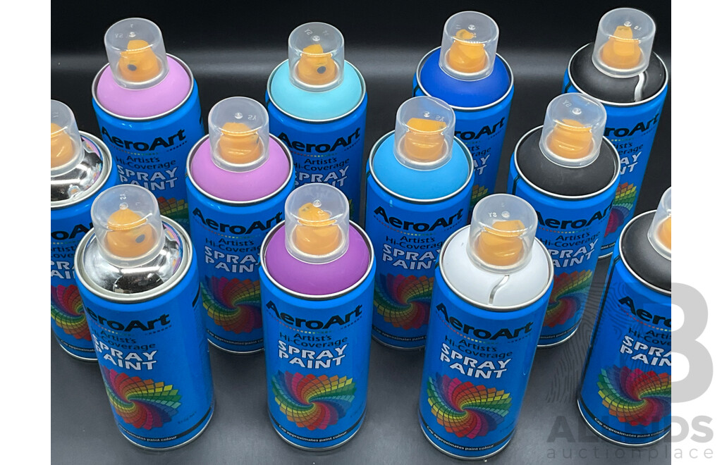 AERO ART Aerosol Spray Paint 312g - Assorted Colors - Lot of 12