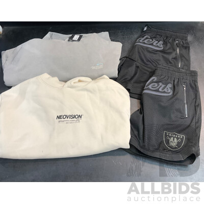 Neovision Beige Hoodie (M) & Notion Hoodie (M) & 2x NFL Basketball Raiders Shorts ( Size M & XL)