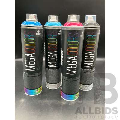 MTN Mega Colors 600g Spray Paint - Assorted Colors - Lot of 4