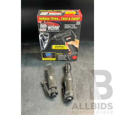 Airwork Automatic Cordless Tire Inflator & Full Boar 3/8 Air Ratchet Wrench &  Full Boar Air Cutting Saw