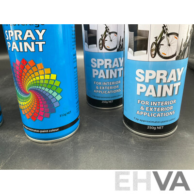 AERO ART Aerosol Spray Paint 312g (x4) and ULTRA COLOR Spray Paint 250g (x2) - Assorted Colors - Lot of 6