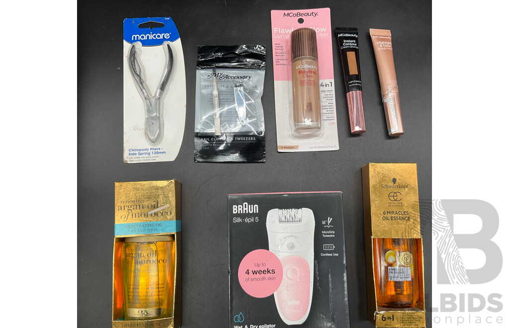 BRAUN Silk-epil 5 Epilator, Manicure and Skincare Products - Lot of 8