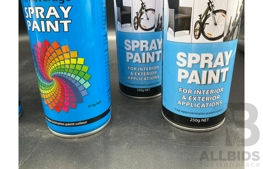 AERO ART Aerosol Spray Paint 312g (x4) and ULTRA COLOR Spray Paint 250g (x2) - Assorted Colors - Lot of 6