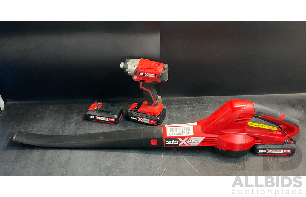 OZITO Impact Driver & Blower with 3 Batteries