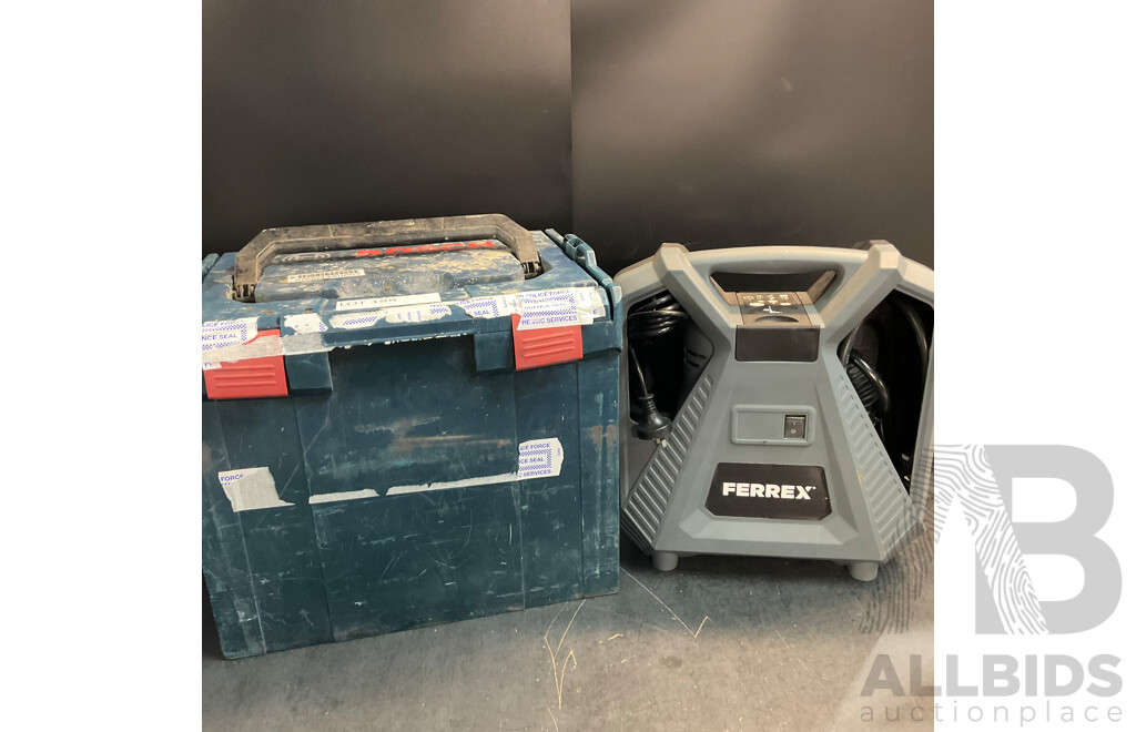 BOSCH Box Contains GWS1440C Angle Grinder & Assorted Car-Related Tools