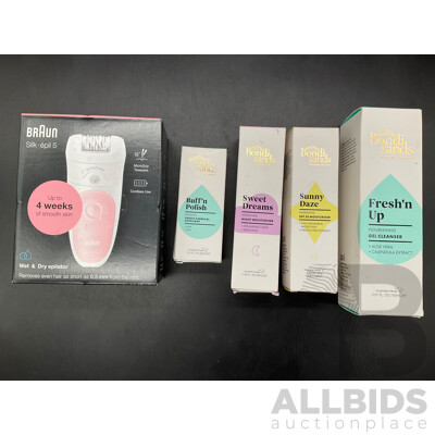 BRAUN Silk-epil 5 Epilator and BONDI SANDS Skincare Products - Lot of 5