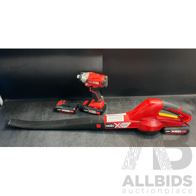 OZITO Impact Driver & Blower with 3 Batteries