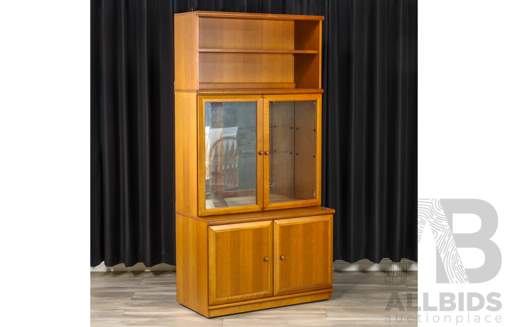 Modern Timber Wall Unit with Glass Front