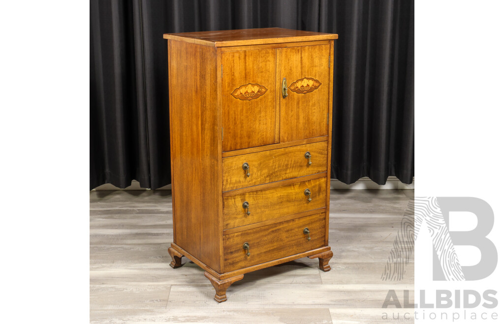 Lated Edwardian Three Drawer Cabinet with Inlaided Doors
