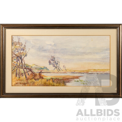 John C. Fitzgerald, (20th Century, Australian), Where the Curlew Calls (1981), Origina Watercolour, 41 x 47 cm (frame)