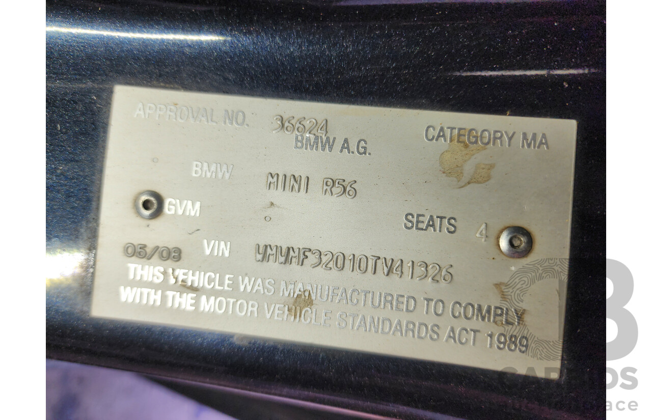5/2008 Mini Cooper  R56 2d Hatchback Black 1.6L