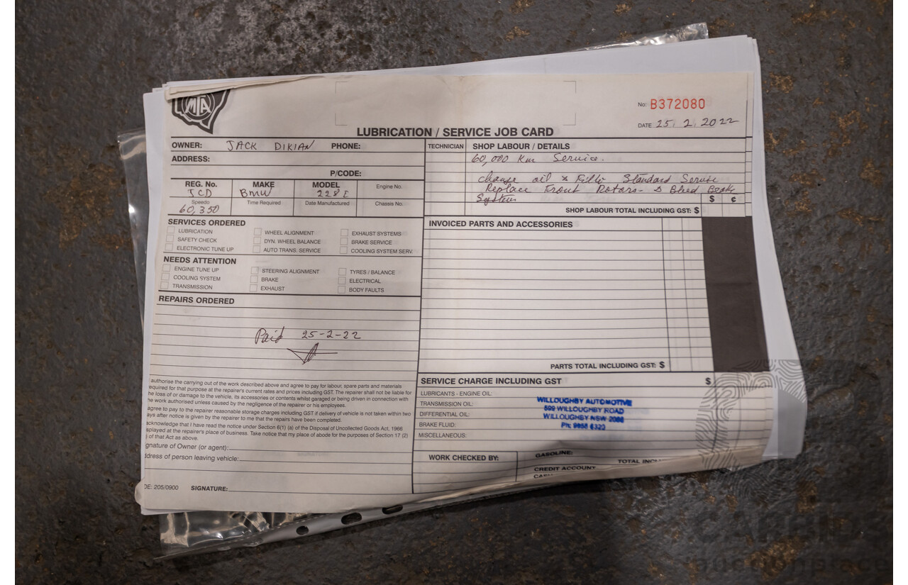 09/2014 BMW 228i M-Sport F22 MY15 2D Coupe Mineral White Turbo 2.0L