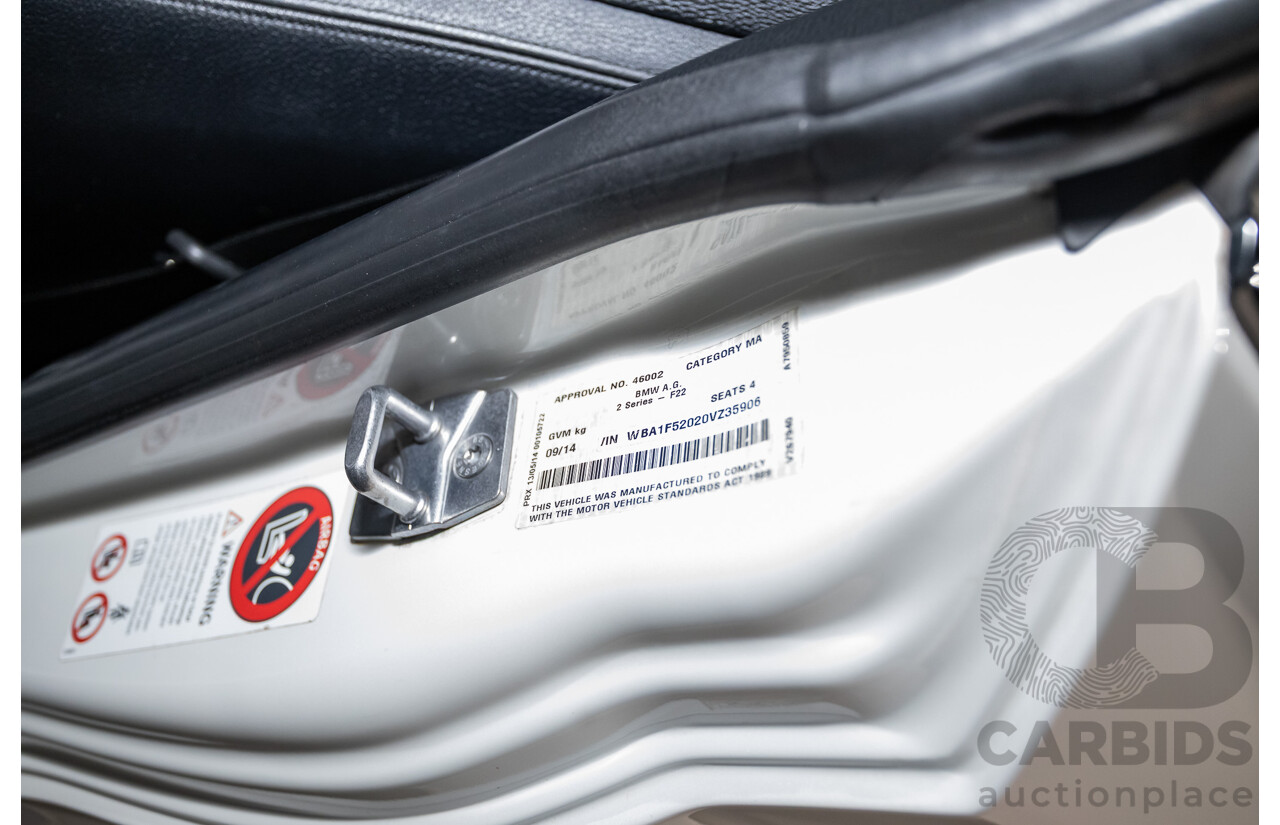 09/2014 BMW 228i M-Sport F22 MY15 2D Coupe Mineral White Turbo 2.0L