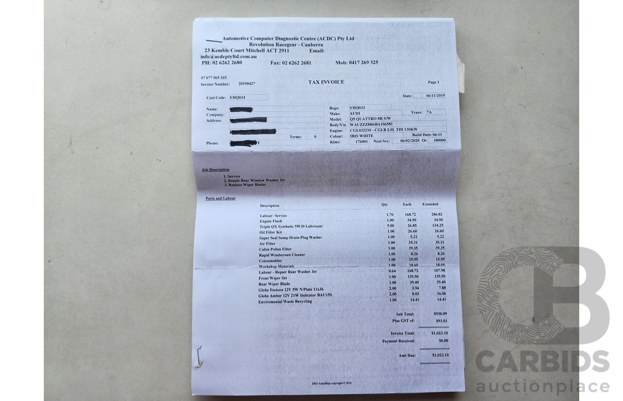 6/2011 Audi Q5 2.0 TDI Quattro 8R MY12 4d Wagon White 2.0L