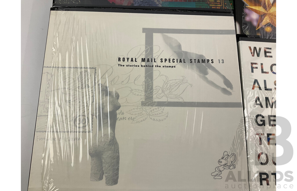 Seven United Kingdom Royal Mail Stamp Albums Including 1991, 1992, 1993(2) 1996, 1998, 2001