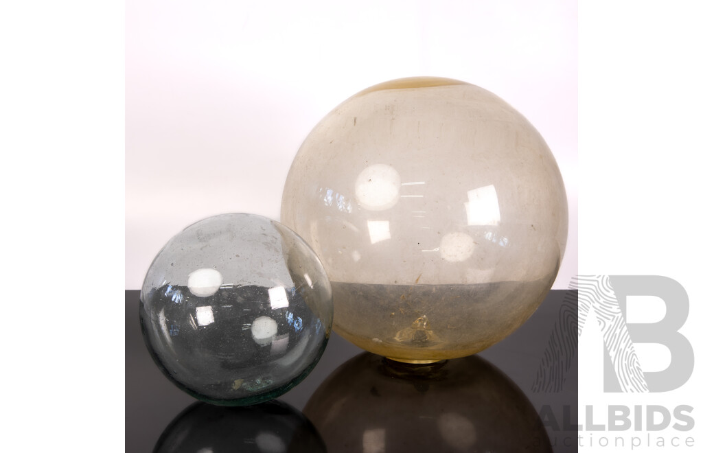 Pair of Graduated Japanese Glass Fishing Floats