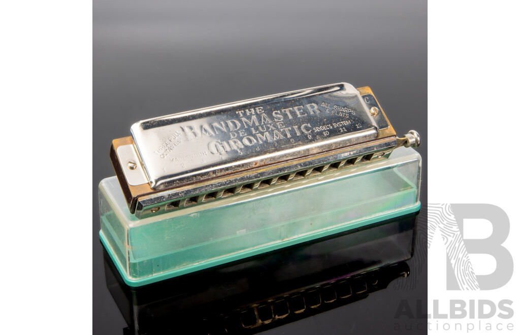 Vintage Cased Band Master De Lux Chromatic Harmonica